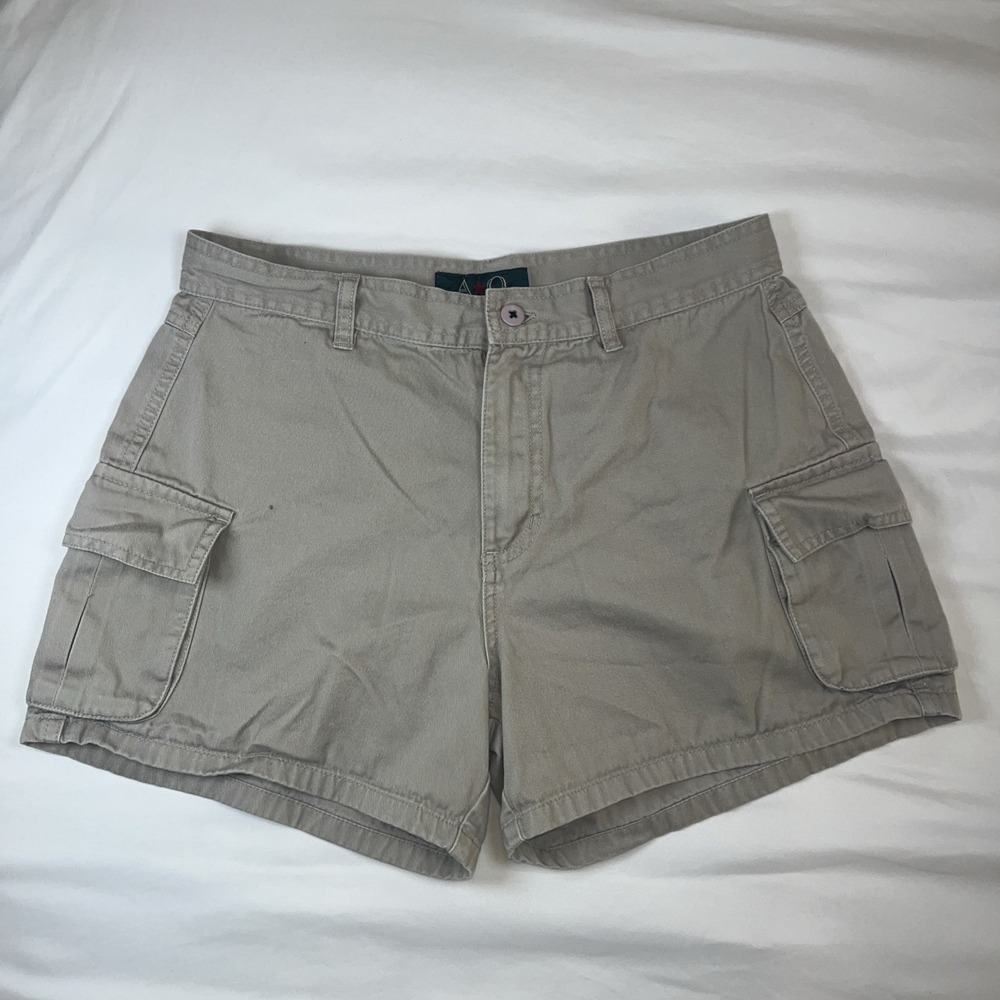 American‎ Outpost Women's Kahki Mid-rise Cotton Denim Shorts Size 8 Y2K VTG